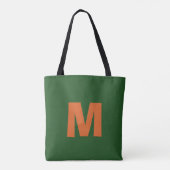 Tote Bag Monogramme initial moderne élégant vert et orange (Dos)