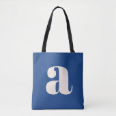 Tote Bag Monogramme Initial Moderne en Bleu Cobalt Gras Rét (Devant)