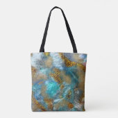 Tote Bag Monogramme Initial Nom Marbre Sarcelle Or Abstrait (Dos)