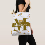 Tote Bag Monogramme Initial Nom Personnalisé Moderne Unique (De près)