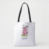 Tote Bag Monogramme Initial Nom Rose (Devant)