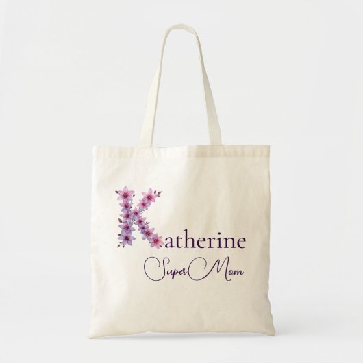Tote Bag Monogramme Initial + Nom Super Maman (Devant)