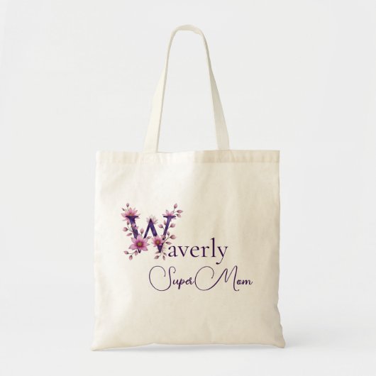 Tote Bag Monogramme Initial + Nom Super Maman (Devant)