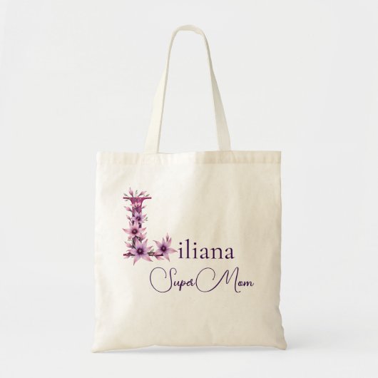 Tote Bag Monogramme Initial + Nom Super Maman (Devant)