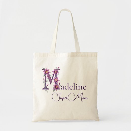 Tote Bag Monogramme Initial + Nom Super Maman (Devant)