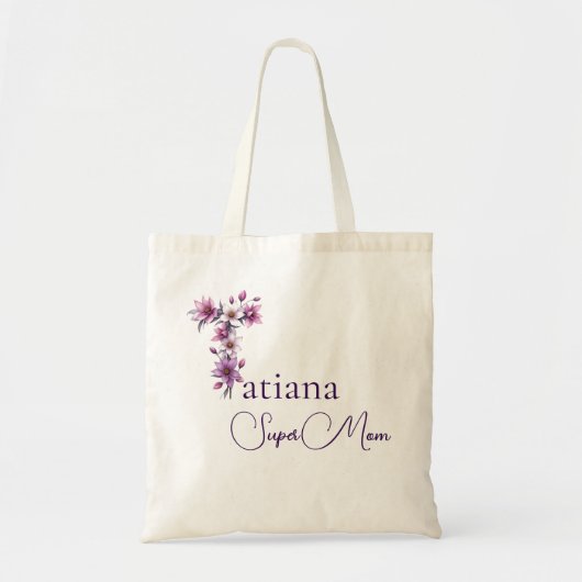 Tote Bag Monogramme Initial + Nom Super Maman (Devant)