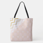 Tote Bag Monogramme Initial Nom Tendance Géométrique Pêche (Dos)
