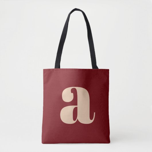 Tote Bag Monogramme Initial Retro Gras Rouge Foncé Moderne (Devant)