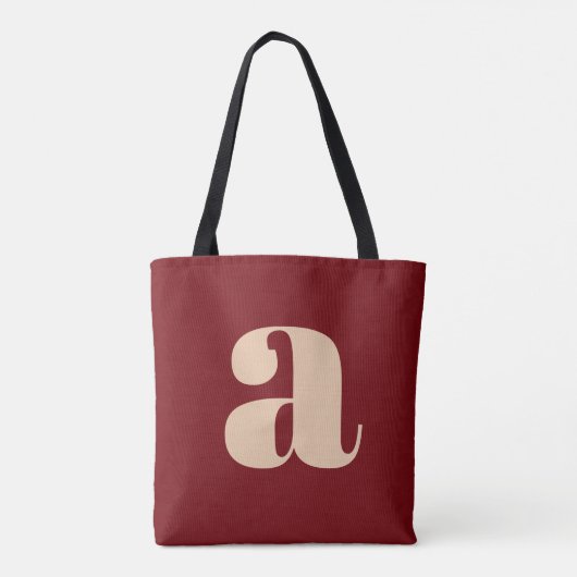 Tote Bag Monogramme Initial Retro Gras Rouge Foncé Moderne (Dos)