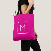 Tote Bag Monogramme Initial Simple & Moderne | Rose & Blanc (De près)