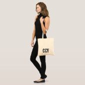 Tote Bag Monogramme initial tendance avec nom de script, bl (Devant (modèle))