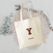Tote Bag Monogramme Initial Y en Cuir Occidental Travaillé