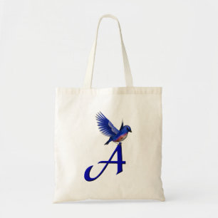 Tote Bag Monogramme initiale A Bluebird