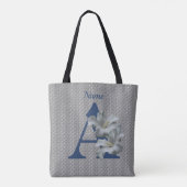 Tote Bag Monogramme initiale A fleur d'Hibiscus personnalis (Dos)