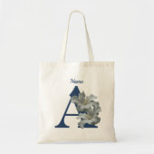 Tote Bag Monogramme initiale A fleur d'Hibiscus personnalis (Devant)
