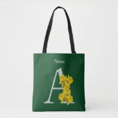 Tote Bag Monogramme initiale A jonquille personnalisé (Devant)