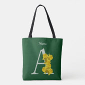 Tote Bag Monogramme initiale A jonquille personnalisé (Dos)