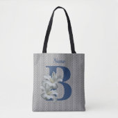 Tote Bag Monogramme initiale B fleur d'Hibiscus personnalis (Devant)