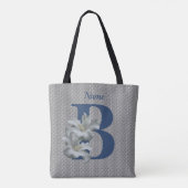 Tote Bag Monogramme initiale B fleur d'Hibiscus personnalis (Dos)