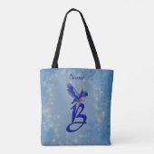 Tote Bag Monogramme initiale B personnalisé Bluebird (Dos)