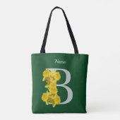 Tote Bag Monogramme initiale B personnalisé jonquille (Dos)