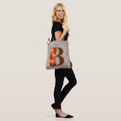 Tote Bag Monogramme Initiale B Rose Orange Personnalisé (Sur le modèle)