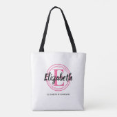 Tote Bag Monogramme initiale de script rose chaud tendance (Dos)