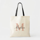 Tote Bag Monogramme Initiale et Nom en Or Rose Moderne (Devant)