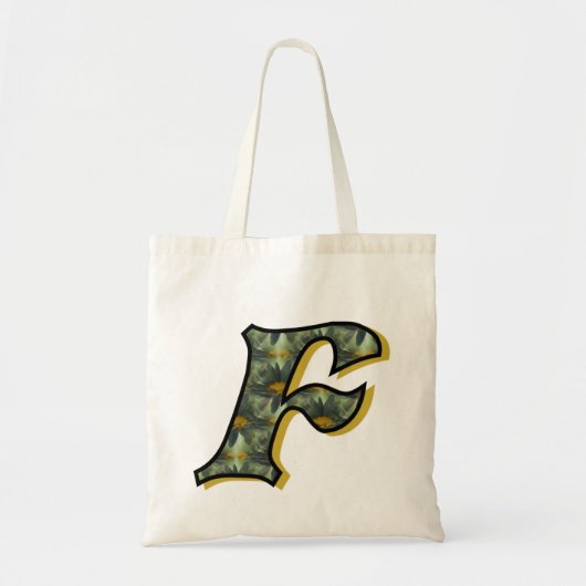 Tote Bag Monogramme initiale F Marguerite (Devant)