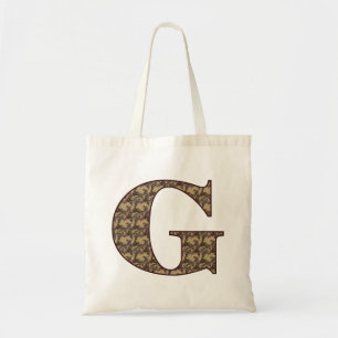 Tote Bag Monogramme Initiale G Élégant Floral Vintage