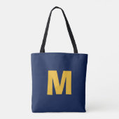 Tote Bag Monogramme initiale jaune et bleu moderne et éléga (Dos)