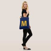 Tote Bag Monogramme initiale jaune et bleu moderne et éléga (Sur le modèle)