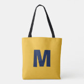 Tote Bag Monogramme initiale jaune et bleu moderne et éléga (Dos)
