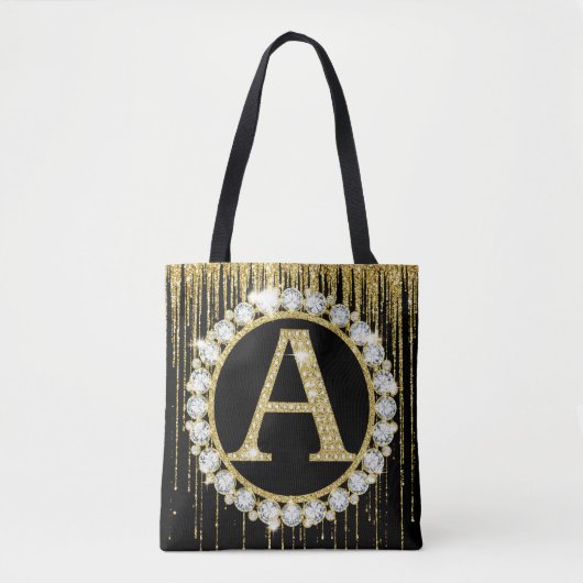 Tote Bag Monogramme Initiale Personnalisée avec Dégoulinade (Devant)