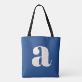 Tote Bag Monogramme Initiale Rétro Gras Bleu Cobalt Moderne (Dos)