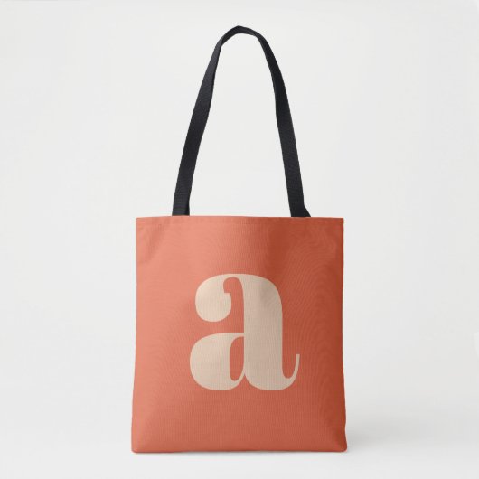 Tote Bag Monogramme Initiale Rétro Gras Orange Terre Modern (Devant)
