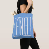 Tote Bag Monogramme Initiales 3 Moderne Gras | Bleu Clair (De près)