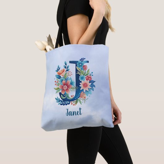 Tote Bag Monogramme 'J' MODÈLE (De près)