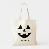 Tote Bag Monogramme Jack O Lantern Nom Traitement Halloween (Dos)