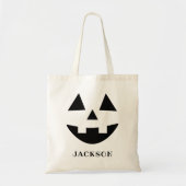 Tote Bag Monogramme Jack O Lantern Nom Traitement Halloween (Devant)
