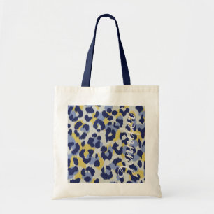 Tote Bag Monogramme jaune bleu coloré chic d'impression de