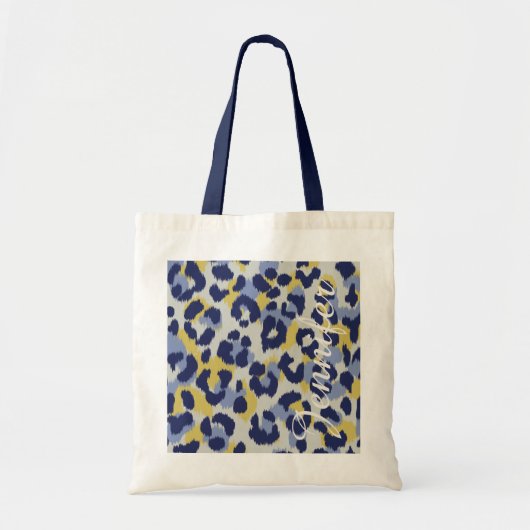 Tote Bag Monogramme jaune bleu coloré chic d'impression de (Devant)