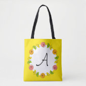 Tote Bag Monogramme jaune Citrus autour de fourre-tout (Devant)