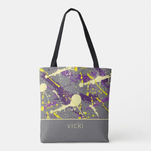 Tote Bag Monogramme jaune et violet (Dos)