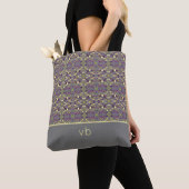 Tote Bag Monogramme jaune et violet (De près)