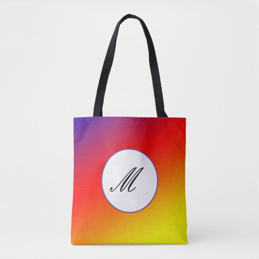 Tote Bag monogramme jaune orange violet  (Devant)