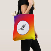 Tote Bag monogramme jaune orange violet (De près)