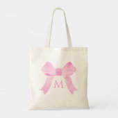 Tote Bag Monogramme joli ruban rose aquarelle (Dos)