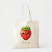 Tote Bag Monogramme jolie fraise kawaii (Devant)