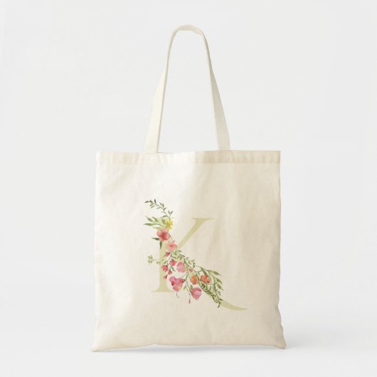 Tote Bag Monogramme K pour fête de fiançailles florale de m (Devant)